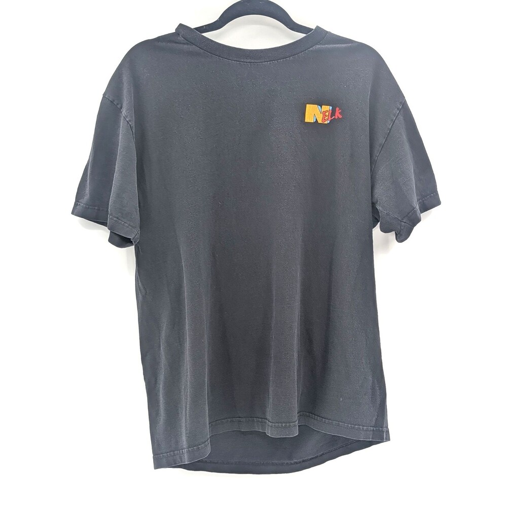 Nelk Boys Black Distressed Faded Cotton Graphic T-Shirt Size Large